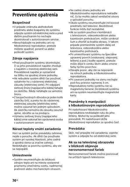 Sony HT-CT790 - HT-CT790 Istruzioni per l'uso Slovacco