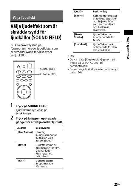 Sony HT-CT790 - HT-CT790 Istruzioni per l'uso Svedese