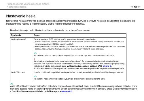 Sony VPCZ13M9E - VPCZ13M9E Mode d'emploi Slovaque