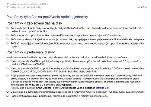 Sony VPCZ13M9E - VPCZ13M9E Mode d'emploi Slovaque