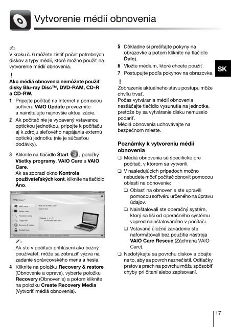 Sony VPCZ13M9E - VPCZ13M9E Guide de d&eacute;pannage Slovaque