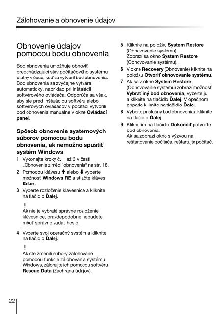 Sony VPCZ13M9E - VPCZ13M9E Guide de d&eacute;pannage Slovaque