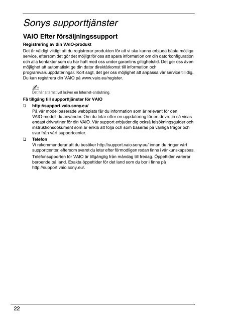 Sony VPCZ13M9E - VPCZ13M9E Documents de garantie Su&eacute;dois