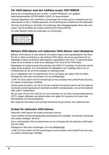 Sony VPCZ13M9E - VPCZ13M9E Documents de garantie Su&eacute;dois