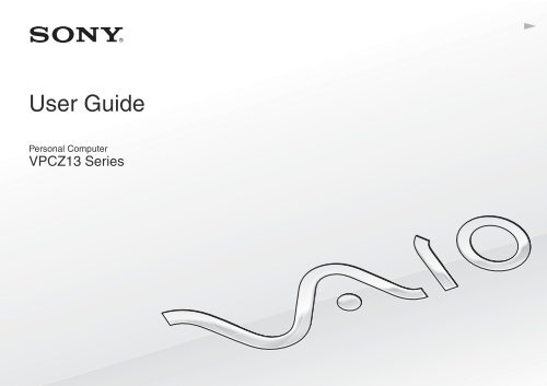 Sony VPCZ13M9E - VPCZ13M9E Mode d'emploi Anglais