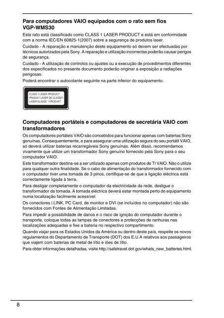 Sony VPCZ13M9E - VPCZ13M9E Documents de garantie Portugais