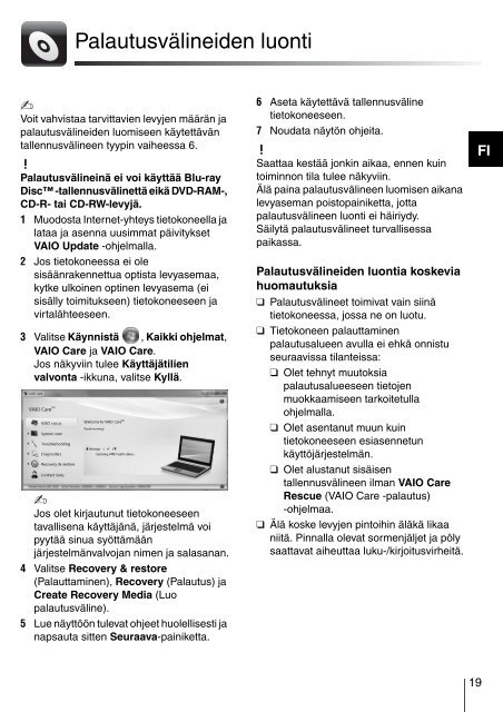 Sony VPCZ13M9E - VPCZ13M9E Guide de d&eacute;pannage Finlandais