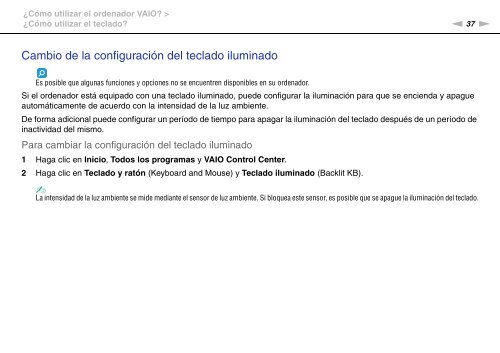 Sony VPCZ13M9E - VPCZ13M9E Mode d'emploi Espagnol