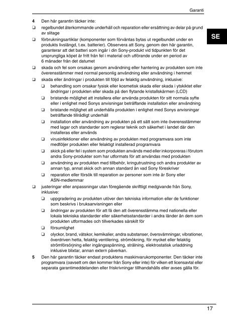 Sony VPCZ13M9E - VPCZ13M9E Documents de garantie Danois