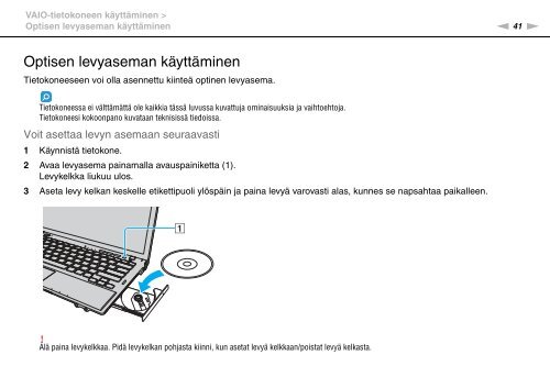 Sony VPCZ13M9E - VPCZ13M9E Mode d'emploi Finlandais