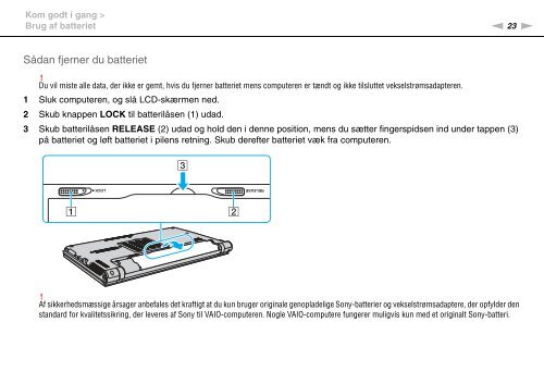 Sony VPCZ13M9E - VPCZ13M9E Mode d'emploi Danois