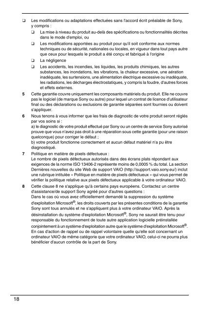 Sony VPCZ13M9E - VPCZ13M9E Documents de garantie Fran&ccedil;ais