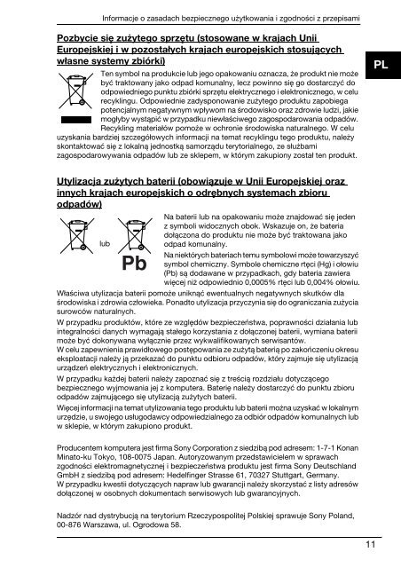 Sony VPCZ13M9E - VPCZ13M9E Documents de garantie Roumain