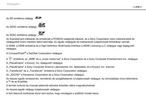 Sony VPCZ13M9E - VPCZ13M9E Mode d'emploi Hongrois