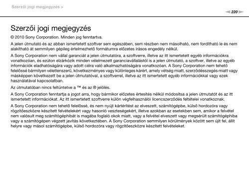 Sony VPCZ13M9E - VPCZ13M9E Mode d'emploi Hongrois