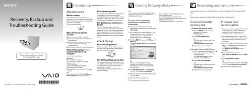 Sony VPCZ13M9E - VPCZ13M9E Guide de d&eacute;pannage Anglais