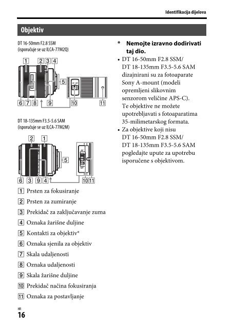 Sony ILCA-77M2M - ILCA-77M2M Mode d'emploi Croate