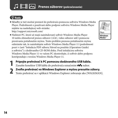 Sony NWZ-A816 - NWZ-A816 Istruzioni per l'uso Slovacco