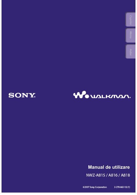 Sony NWZ-A816 - NWZ-A816 Istruzioni per l'uso Rumeno