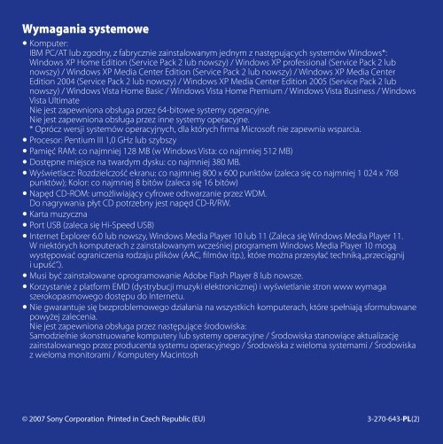 Sony NWZ-A816 - NWZ-A816 Istruzioni per l'uso Polacco