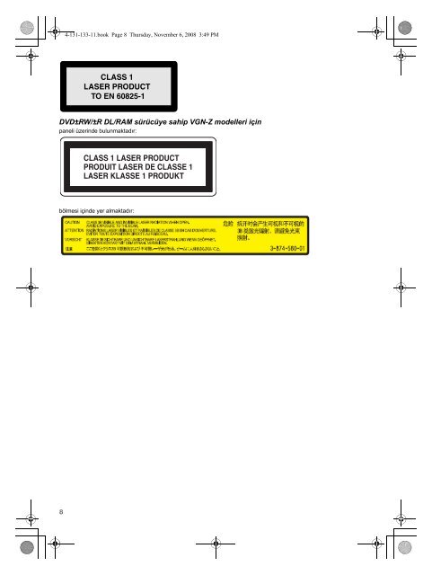 Sony VGN-FW32J - VGN-FW32J Documenti garanzia Turco