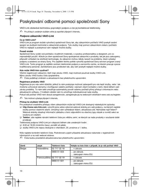 Sony VGN-FW32J - VGN-FW32J Documenti garanzia Ceco