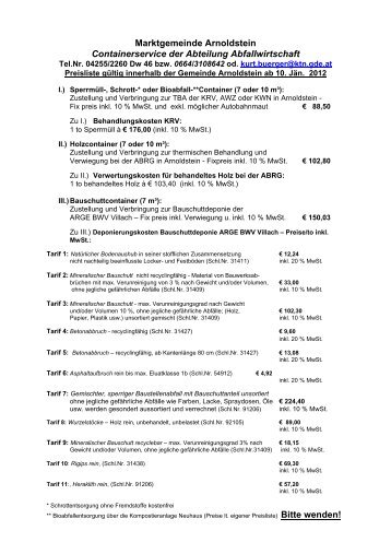 Marktgemeinde Arnoldstein Containerservice der Abteilung ...