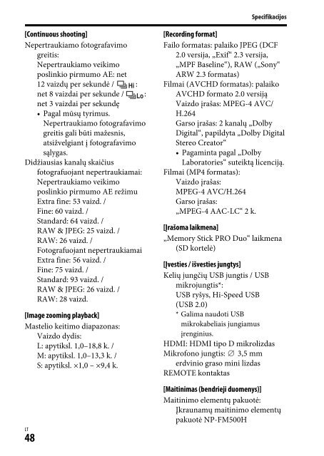 Sony ILCA-77M2M - ILCA-77M2M Mode d'emploi Lituanien