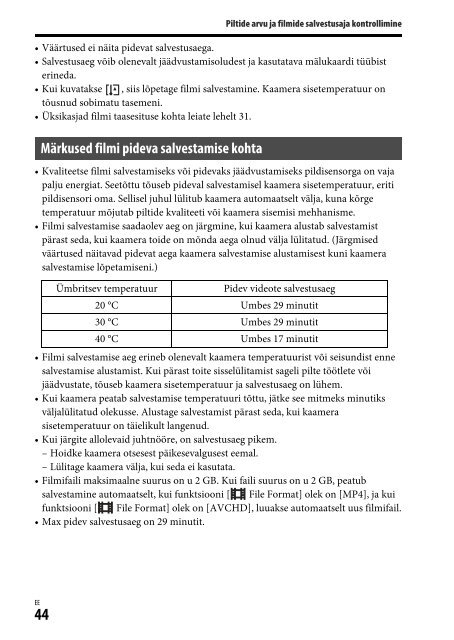 Sony ILCA-77M2M - ILCA-77M2M Mode d'emploi Estonien