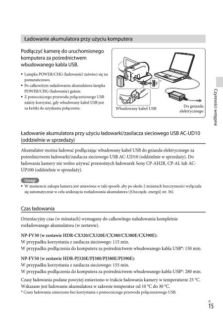 Sony HDR-CX320E - HDR-CX320E Consignes d&rsquo;utilisation Polonais