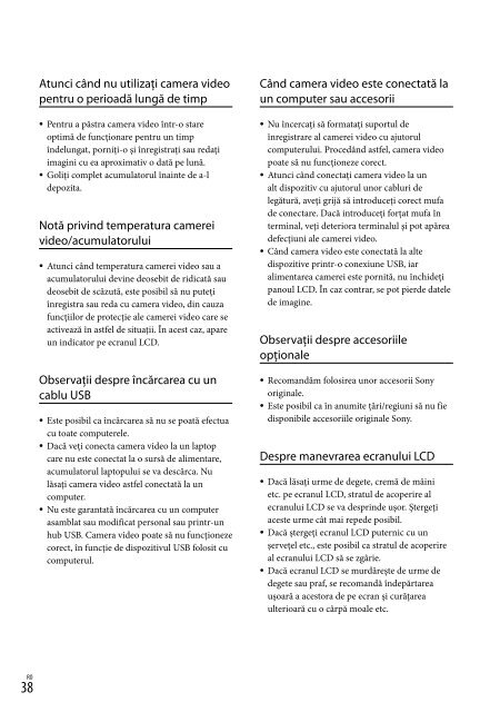 Sony HDR-CX320E - HDR-CX320E Consignes d&rsquo;utilisation Roumain