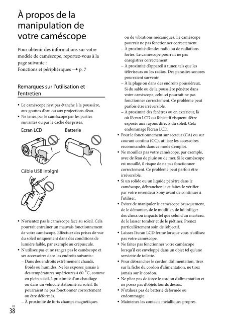 Sony HDR-CX320E - HDR-CX320E Consignes d&rsquo;utilisation