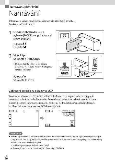 Sony HDR-CX320E - HDR-CX320E Consignes d&rsquo;utilisation Tch&egrave;que