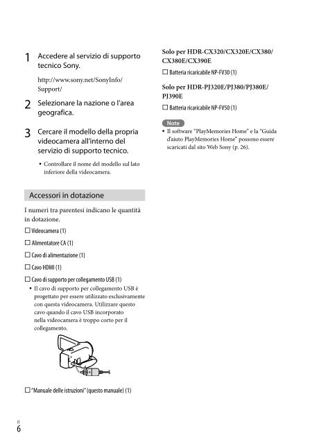 Sony HDR-CX320E - HDR-CX320E Consignes d&rsquo;utilisation Italien
