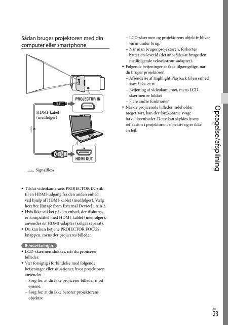 Sony HDR-CX320E - HDR-CX320E Consignes d&rsquo;utilisation Danois