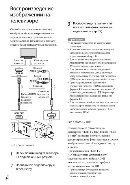 Sony HDR-CX320E - HDR-CX320E Consignes d&rsquo;utilisation Russe