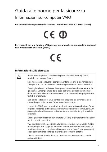 Sony SVD1321Z9R - SVD1321Z9R Documents de garantie Italien