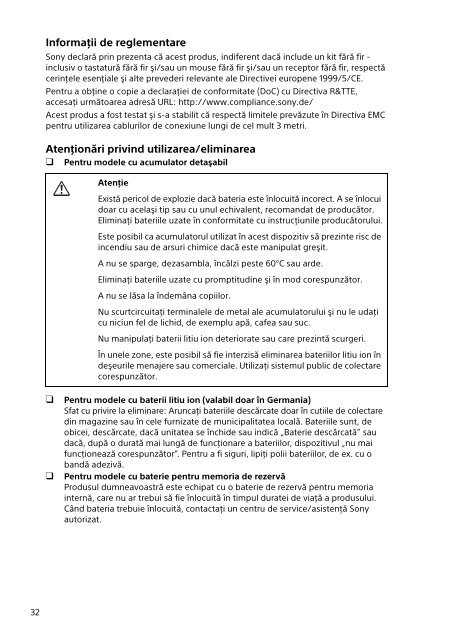 Sony SVD1321Z9R - SVD1321Z9R Documents de garantie Roumain