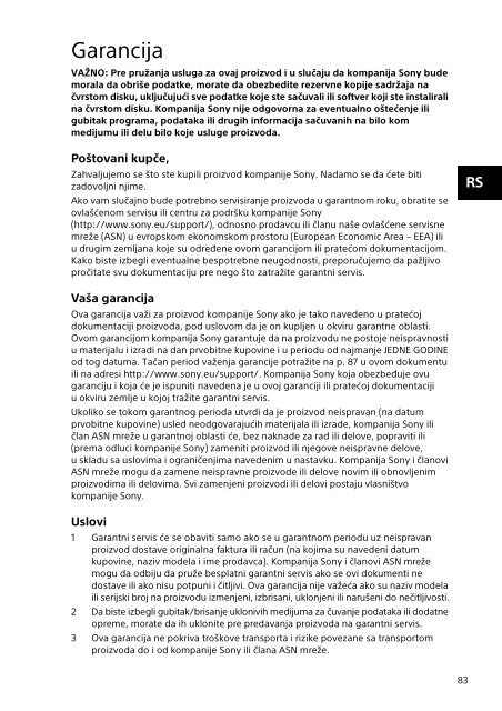 Sony SVD1321Z9R - SVD1321Z9R Documents de garantie Slov&eacute;nien