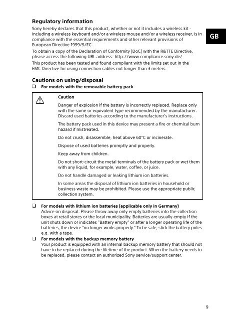 Sony SVD1321Z9R - SVD1321Z9R Documents de garantie Slov&eacute;nien