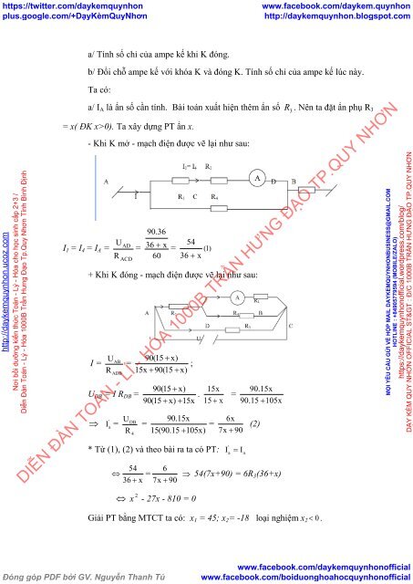 Bồi dưỡng học sinh giỏi cấp THCS sử dụng công cụ toán học trong việc giải bài tập vật lí phần điện học (vật lí 9) nhằm phát triển tư duy sáng tạo