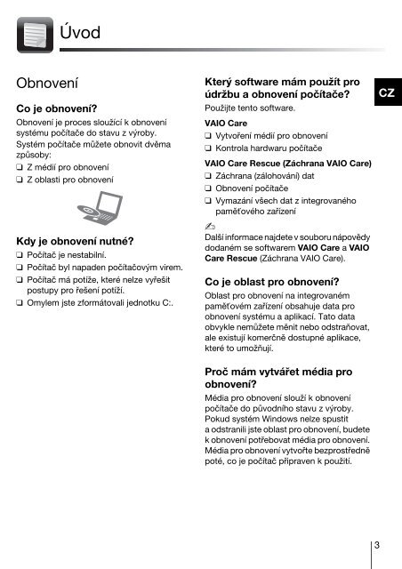 Sony VPCEF3E1E - VPCEF3E1E Guide de d&eacute;pannage Slovaque