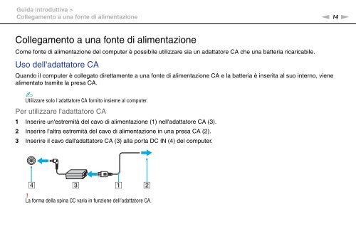 Sony VPCEF3E1E - VPCEF3E1E Mode d'emploi Italien