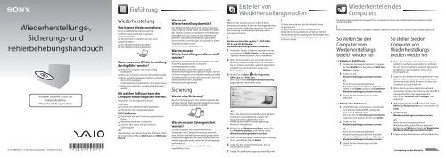 Sony VPCEF3E1E - VPCEF3E1E Guide de d&eacute;pannage Allemand