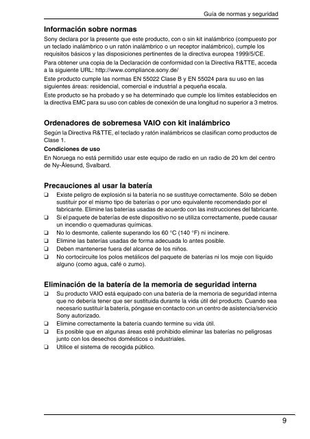 Sony VPCEF3E1E - VPCEF3E1E Documents de garantie Espagnol