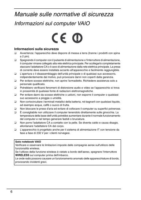 Sony VPCEF3E1E - VPCEF3E1E Documents de garantie Italien