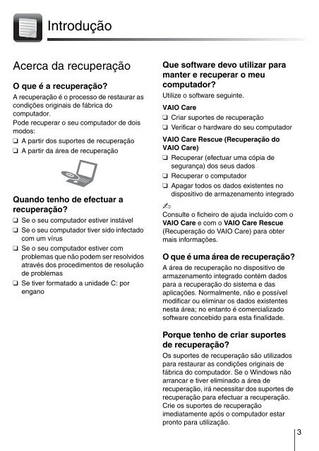 Sony VPCEF3E1E - VPCEF3E1E Guide de d&eacute;pannage Portugais