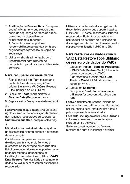 Sony VPCEF3E1E - VPCEF3E1E Guide de d&eacute;pannage Portugais