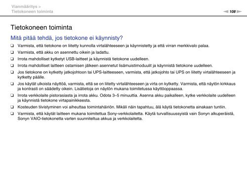 Sony VPCEF3E1E - VPCEF3E1E Mode d'emploi Finlandais