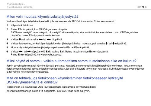 Sony VPCEF3E1E - VPCEF3E1E Mode d'emploi Finlandais